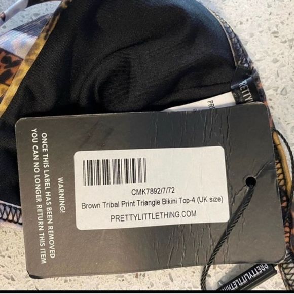 NWT pretty little things Brown Tribal Print Triangle Bikini Top & bottom… - Picture 7 of 8